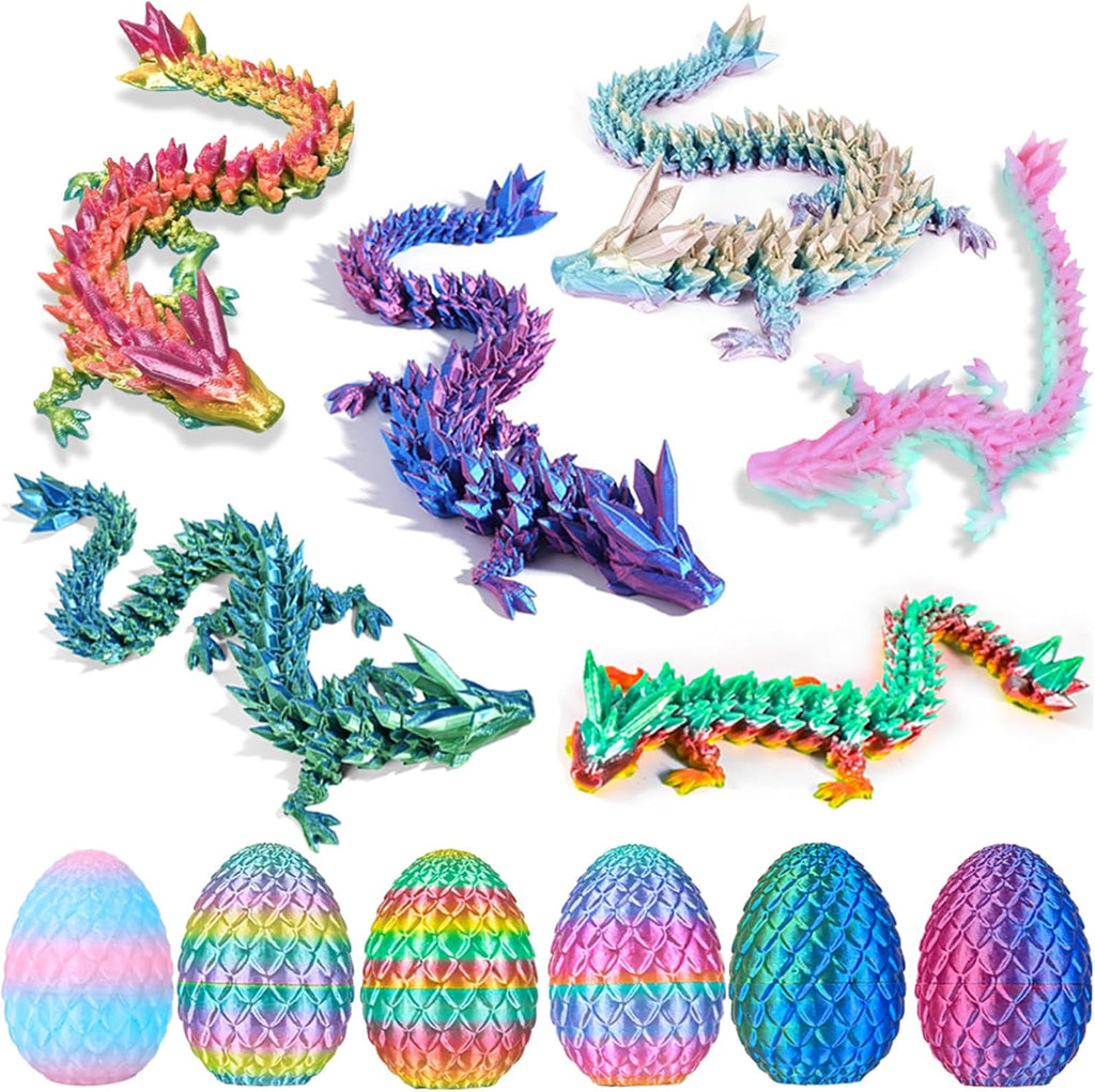 6PCS 3D Printed Dragon Eggs with Dragon Inside, Easter Basket Stuffers Mini