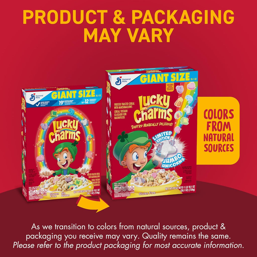 Lucky Charms Gluten Free Cereal with Marshmallows, Kids Breakfast Cereal