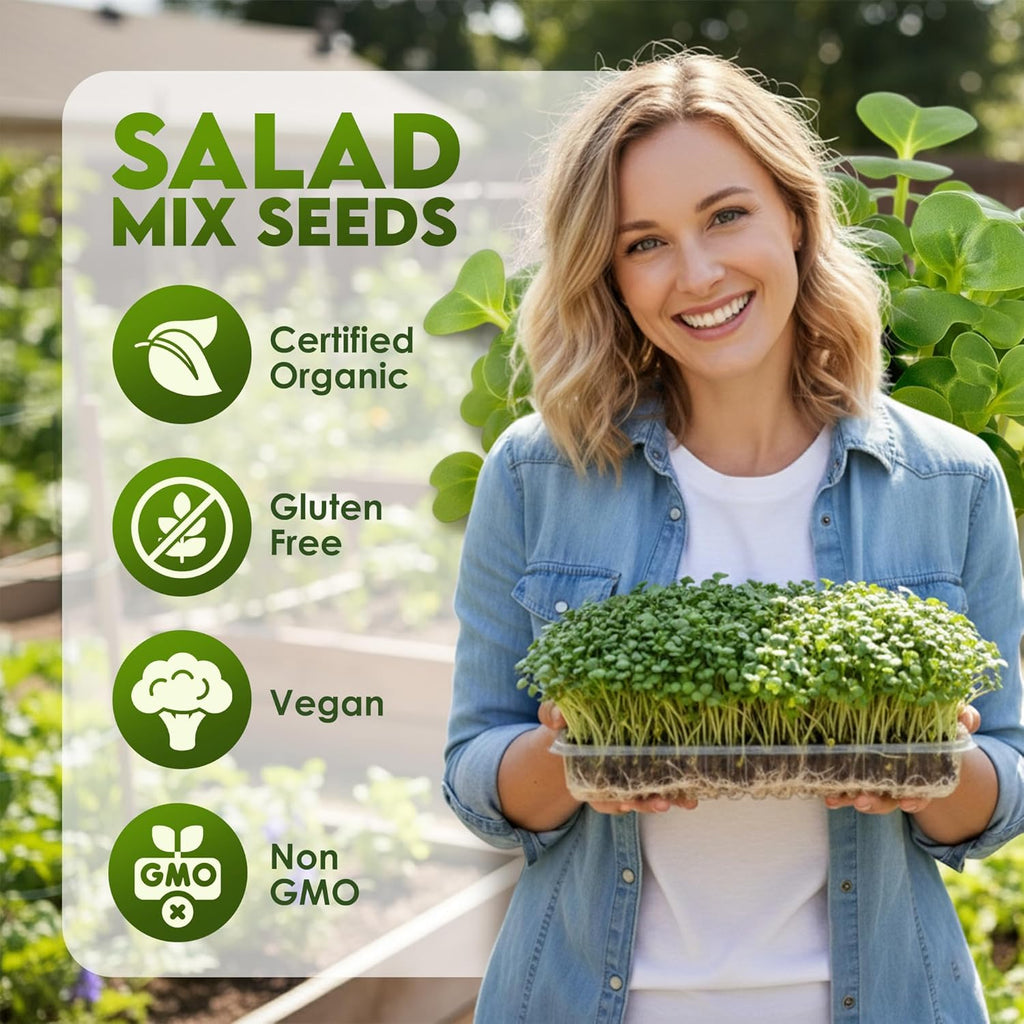 Nature Jim‰۪s Sprouts Organic Salad Mix ‰ÛÒ Non-GMO Microgreen Seeds, Perfect