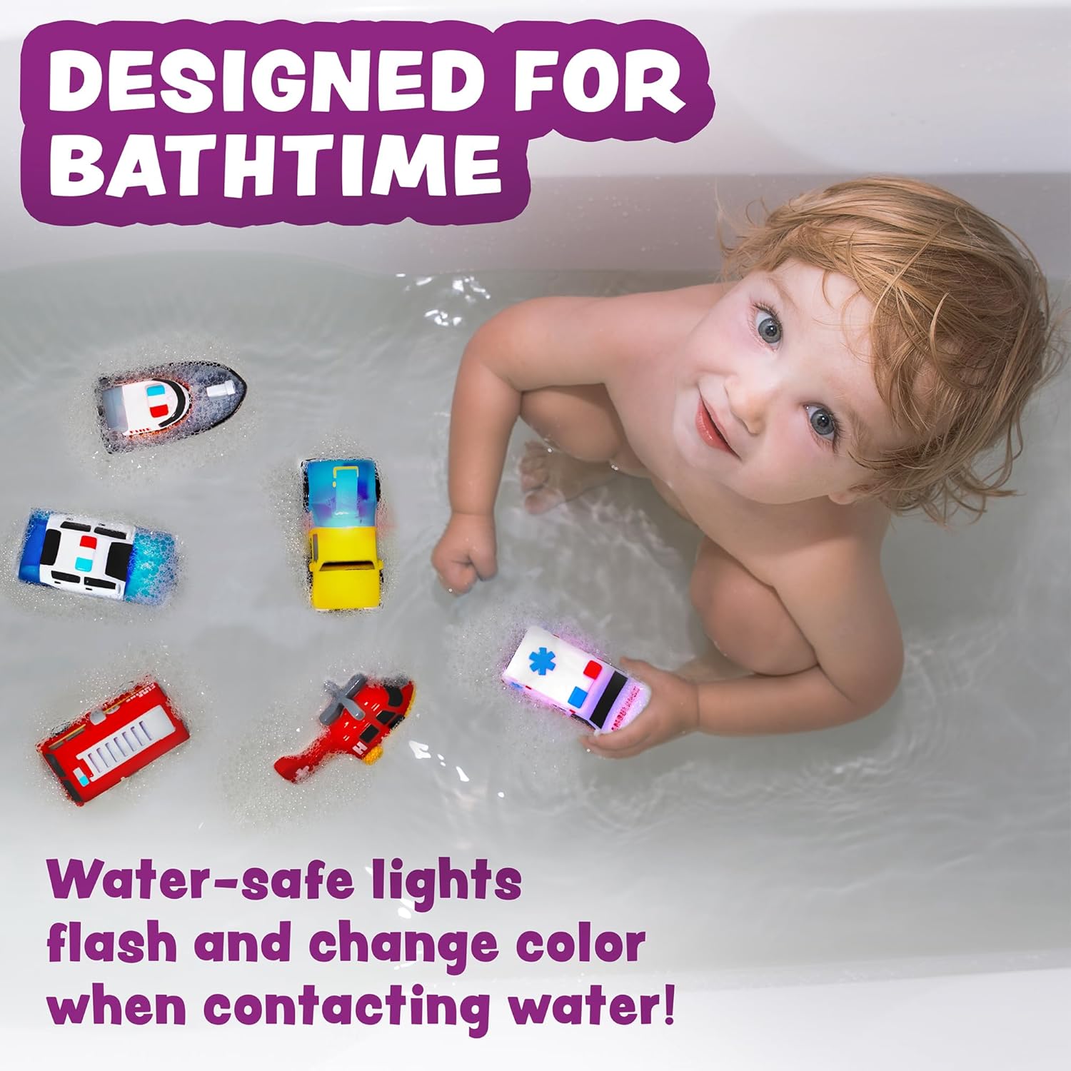 Tub Workså¨ Emergency‰ã¢ Cars Light Up Bath Toys, 6 Pack