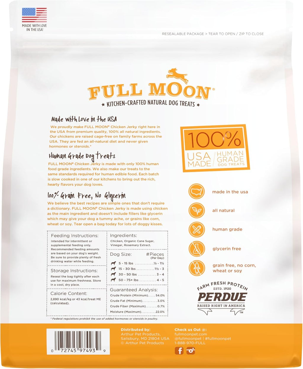 Full Moon Chicken Jerky Healthy All Natural Dog Treats Human Grade Made in