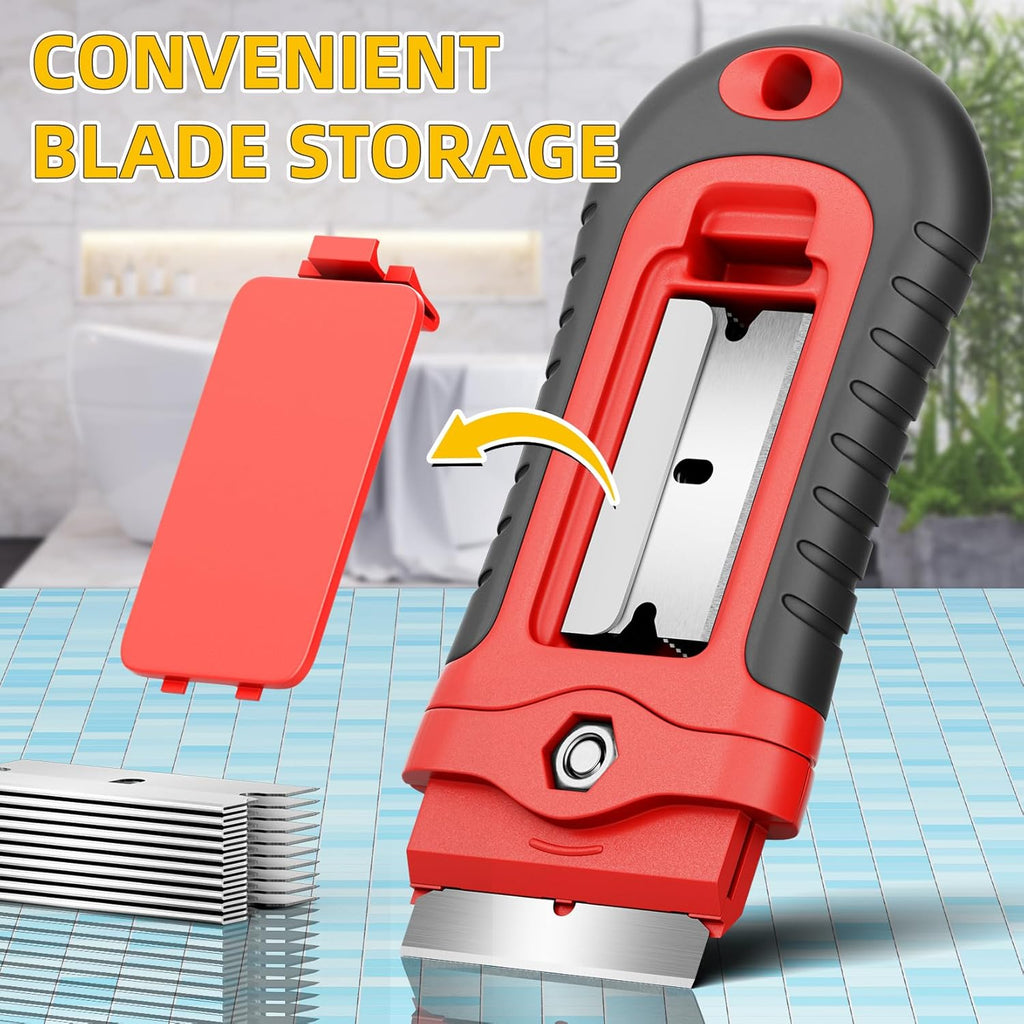 DIYSELF 1 Pack Razor Blade Scraper with 15 Extra Blades, Scraper Tool for