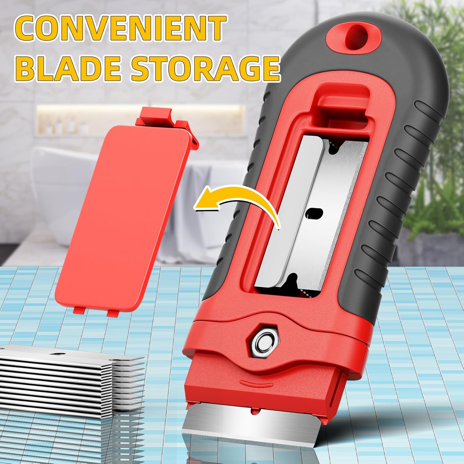 DIYSELF 1 Pack Razor Blade Scraper with 15 Extra Blades, Scraper Tool for