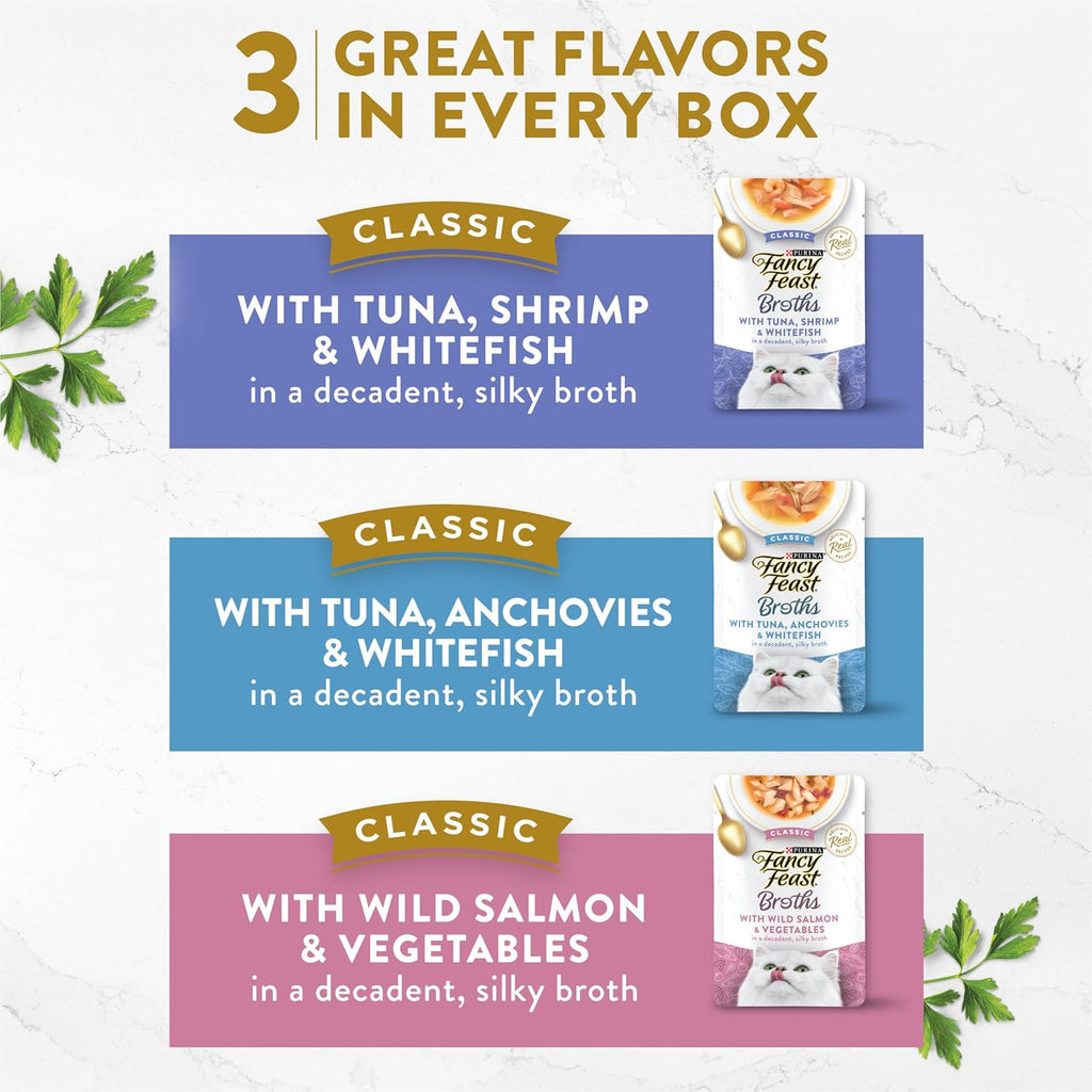 Purina Fancy Feast Lickable Wet Cat Food Broth Complement Classics Collection