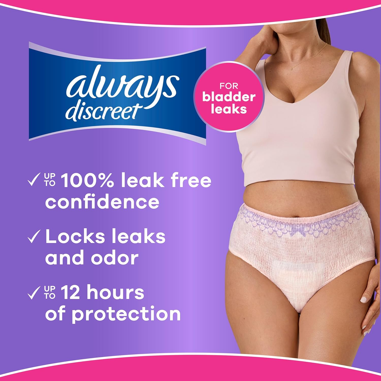 Always Discreet Adult Diapers for Women, Incontinence Underwear, Postpartum