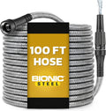 BIONIC STEEL 100 Ft Metal Garden Hose with Sprayer Nozzle, Non Kinking