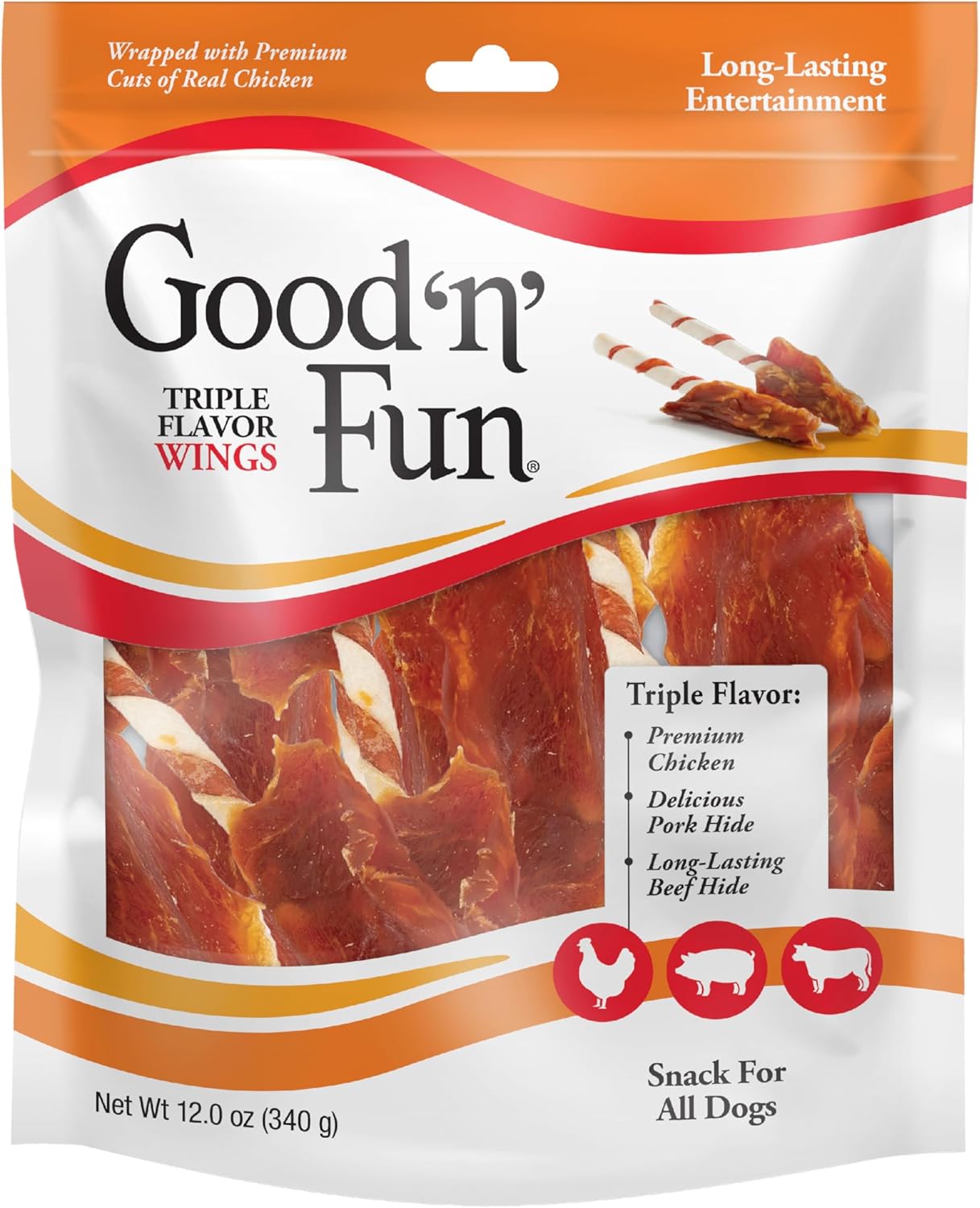 Good ‰Û÷n‰۪ Fun Triple Flavor Wings Chews for All Dogs, 12 Ounces, Treat Your