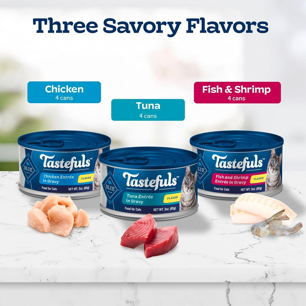 Blue Buffalo Tastefuls Flaked Wet Cat Food Variety Pack, Made with Natural