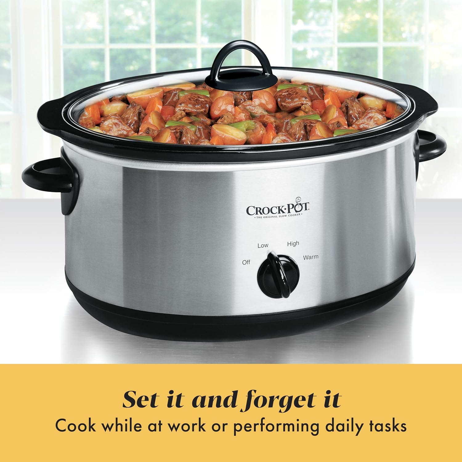 Crock-Pot 7 Quart Oval Manual Slow Cooker, Stainless Steel (SCV700-S-BR)