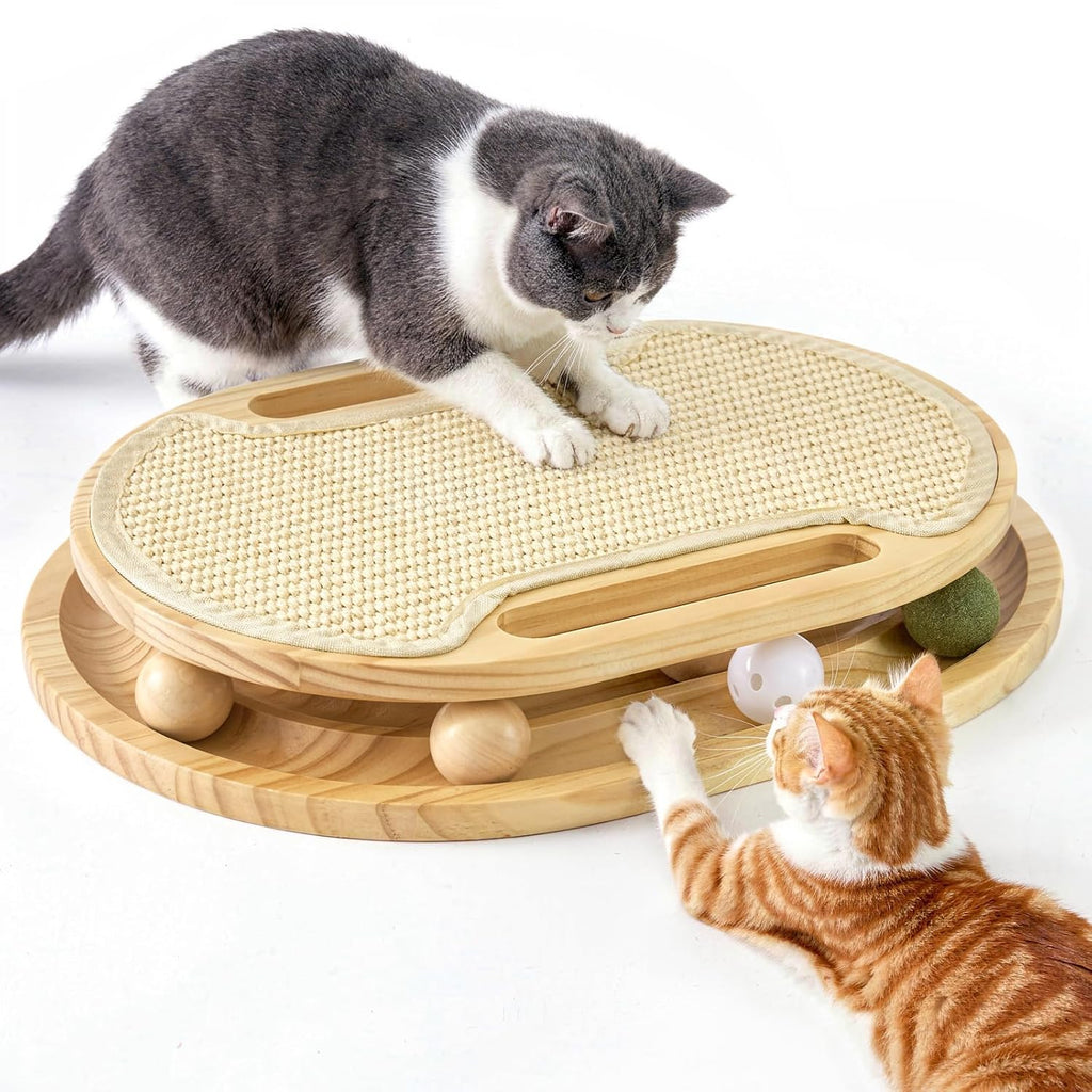 ZOMISIA Cat Scratcher with Ball Track Toy, Sisal Scratch Pad for Indoor Use