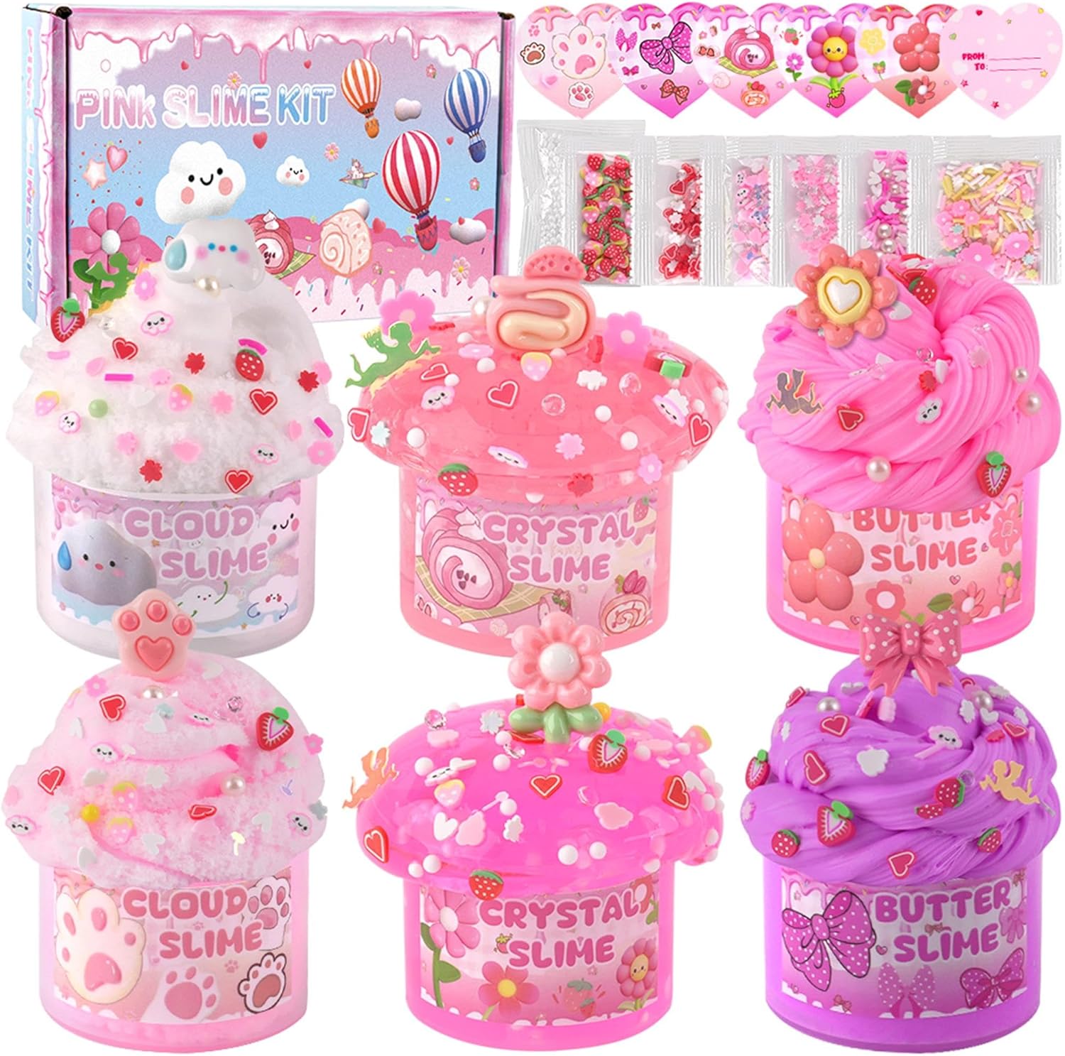 6 Pack Slimes, Pink Slime Kids, Cloud Slime kit for Girls Ages 8-12, Toys for