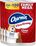 Charmin Ultra Strong Clean Touch Toilet Paper, 24 Family Mega Rolls = 120