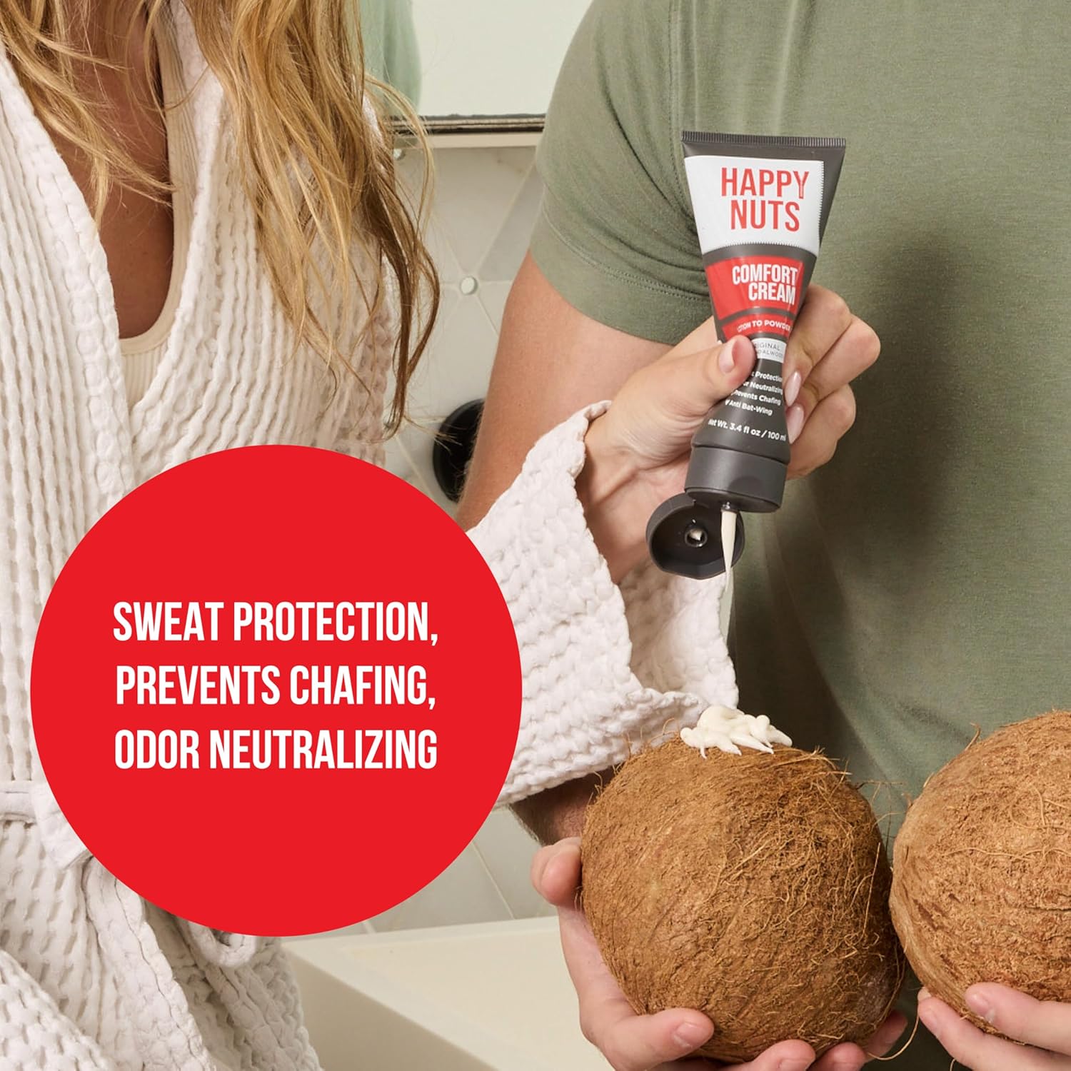 HAPPY NUTS Comfort Cream Deodorant For Men: Anti-Chafing Sweat Defense, Odor
