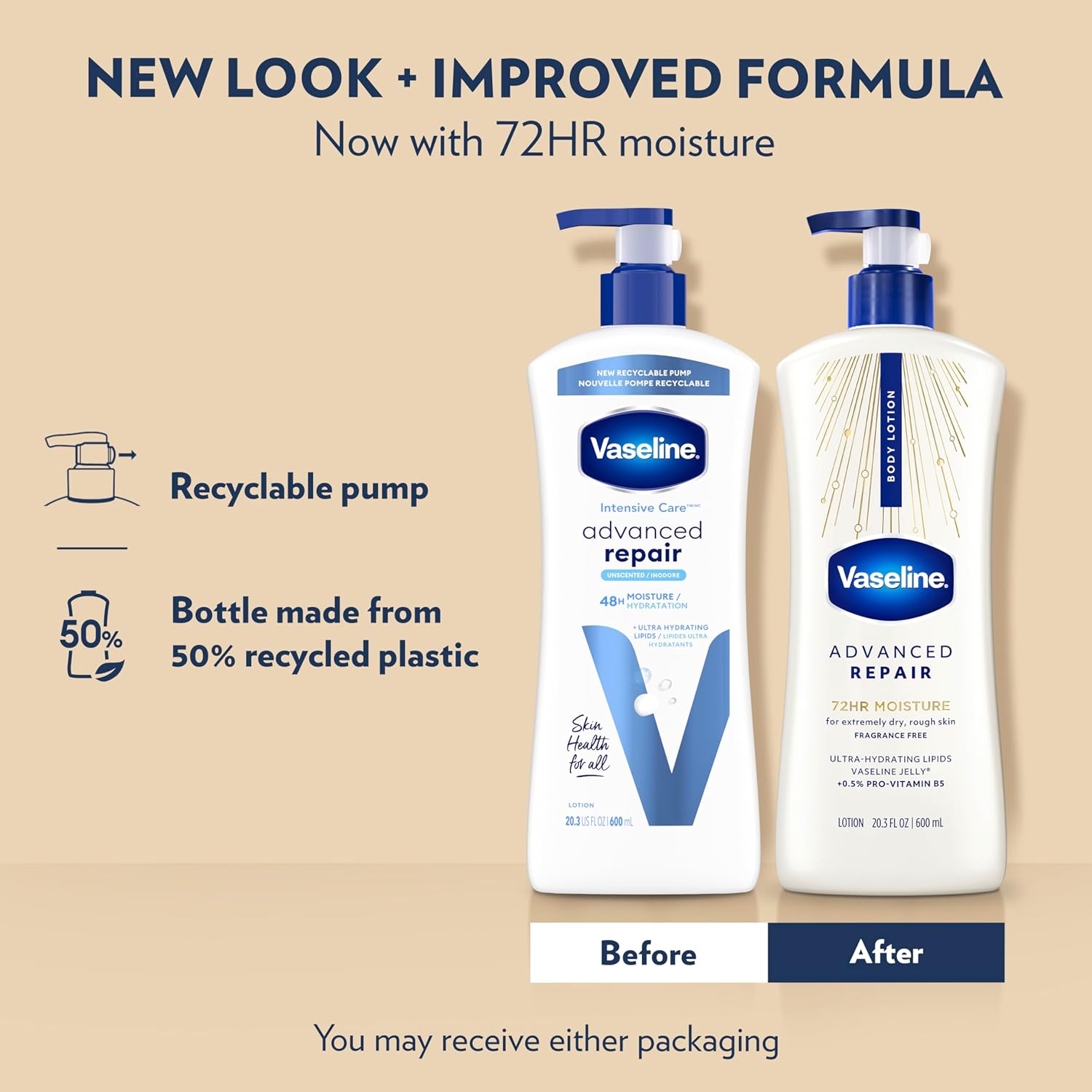 Vaseline Intensive Care Unscented Advanced Repair Body Lotion
