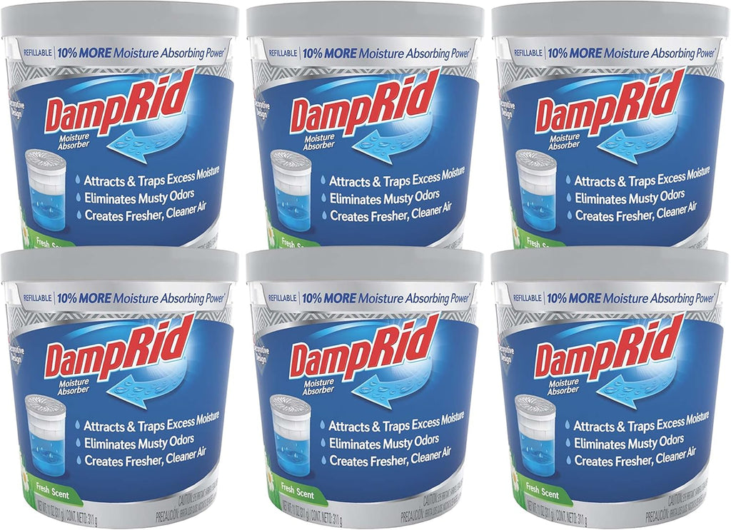 DampRid Refillable Moisture Absorber, 11 oz., 6-Pack - Fresh Scent Moisture
