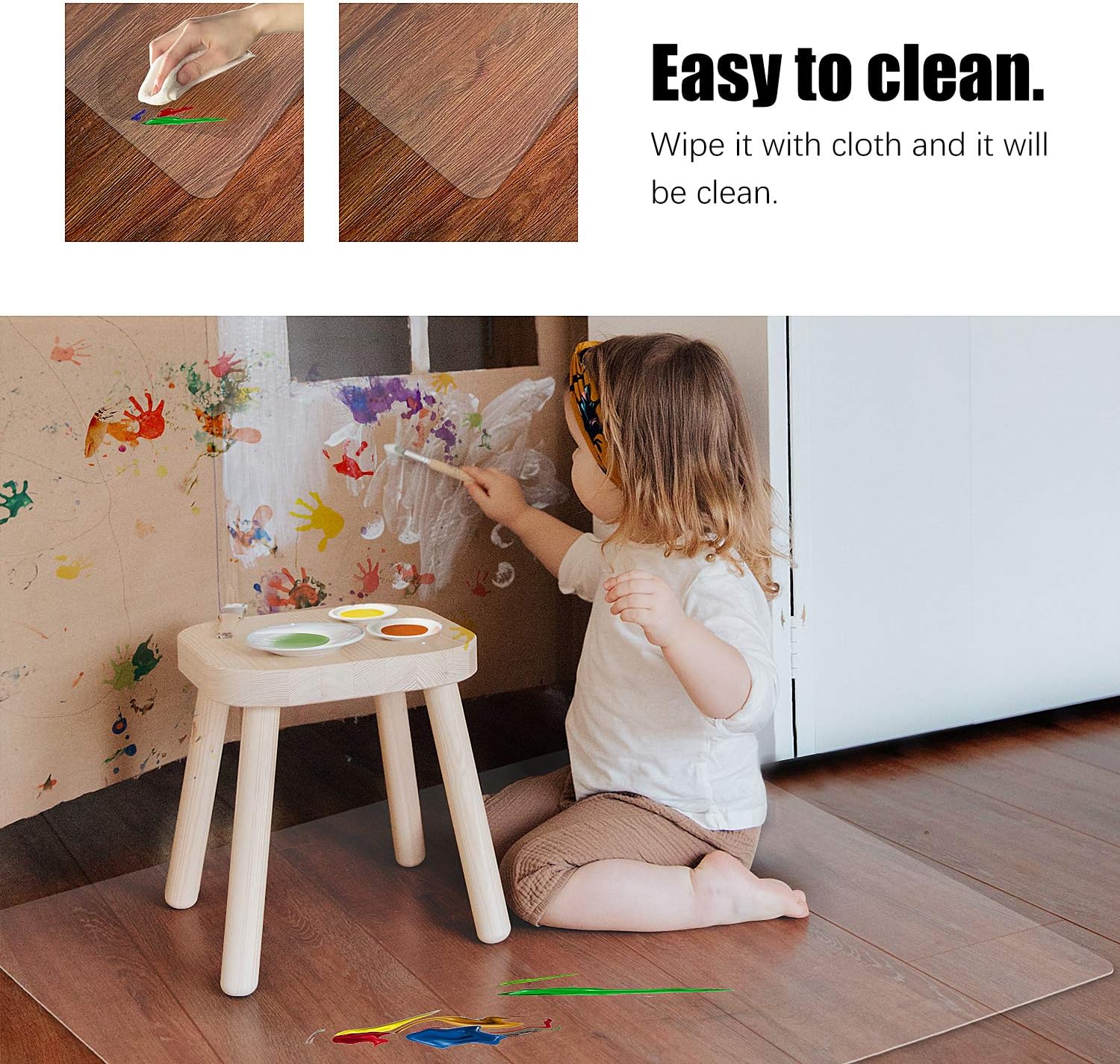 Kuyal Clear Chair mat for Hard Floors 36 x 48 inches Transparent Floor Mats