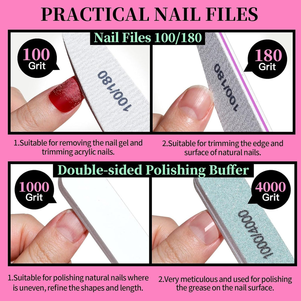 FANDAMEI Nail Care Kit, Nail Files 100/180, Nail Buffer Block, Cuticle