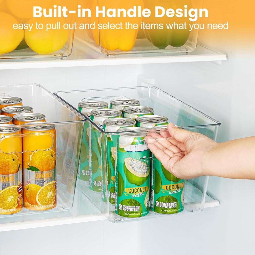 YIHONG 6 Pack Clear Pantry Organizer Bins, Plastic Containers with Handle for