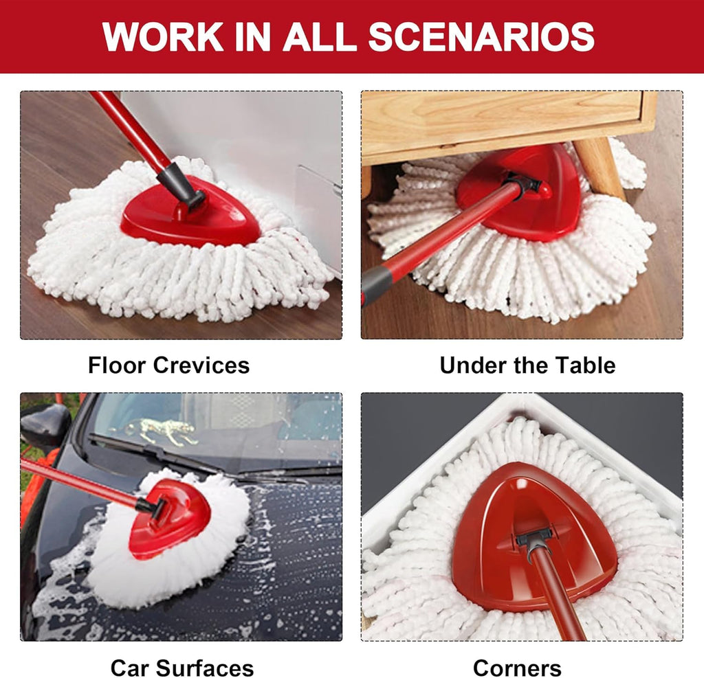 4 Pack Mop Heads Replacements for O-Ceda Easy Wrin Spin System, Microfiber