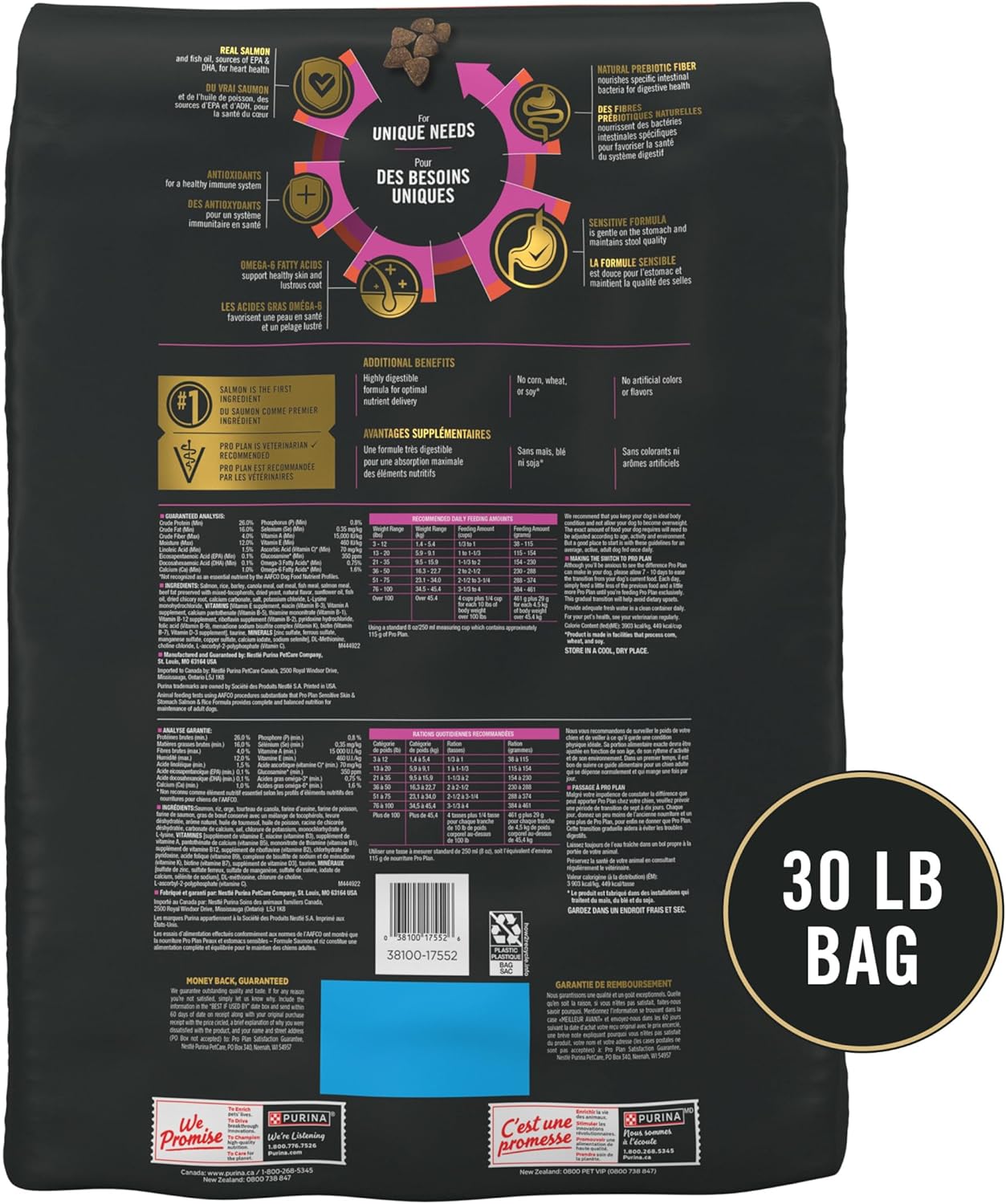 Purina Pro Plan Sensitive Skin and Stomach Dog Food Dry, Adult Salmon & Rice