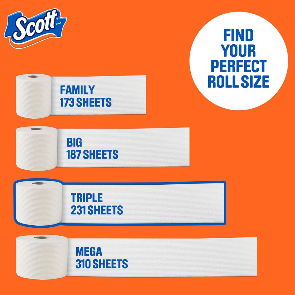 Scott ComfortPlus Toilet Paper, 12 Triple Rolls, 231 Sheets per Roll