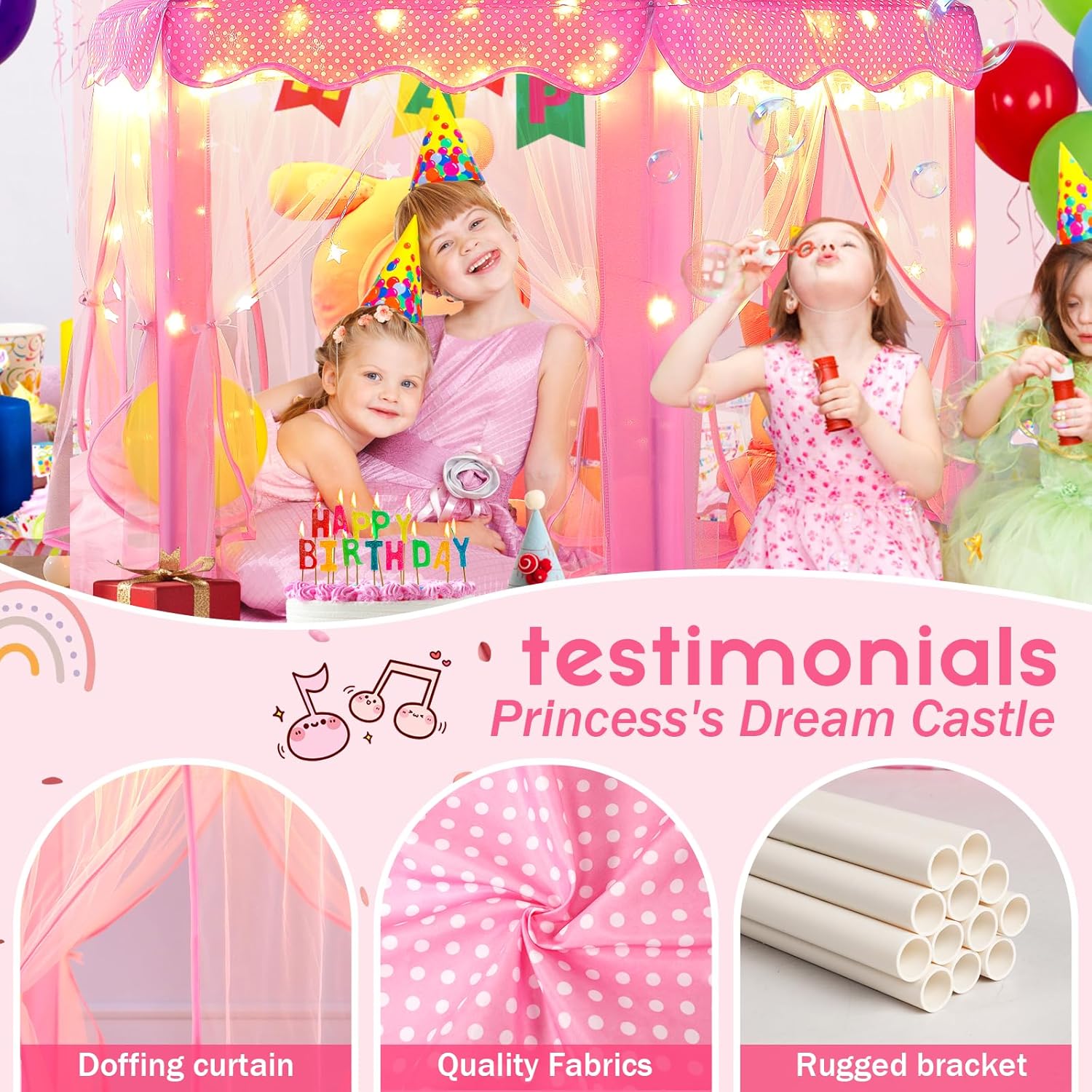 Monobeach Princess Tent Girls Large Playhouse Kids Castle Play Tent with Star