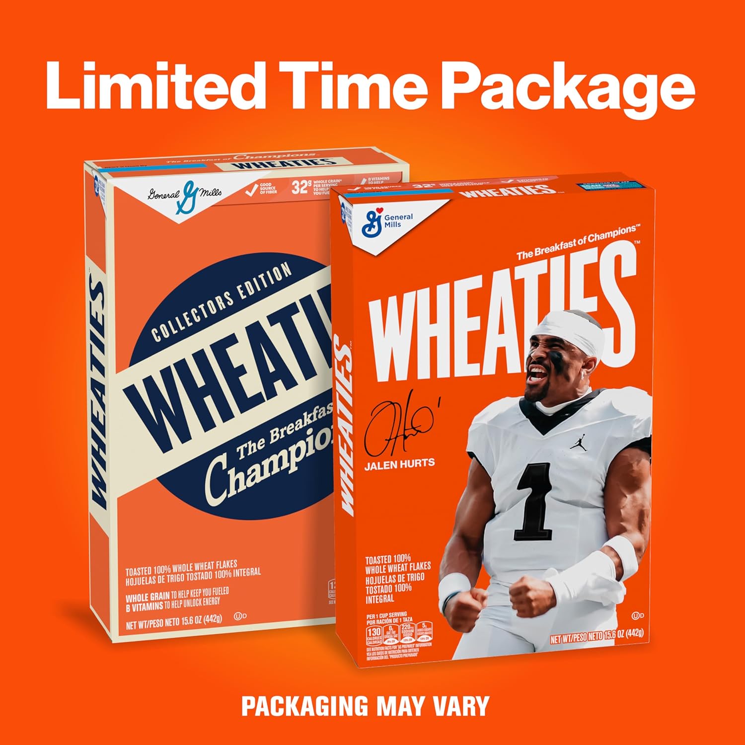 Wheaties Cereal, Breakfast of Champions, Jalen Hurts Cereal Box, 100% Whole