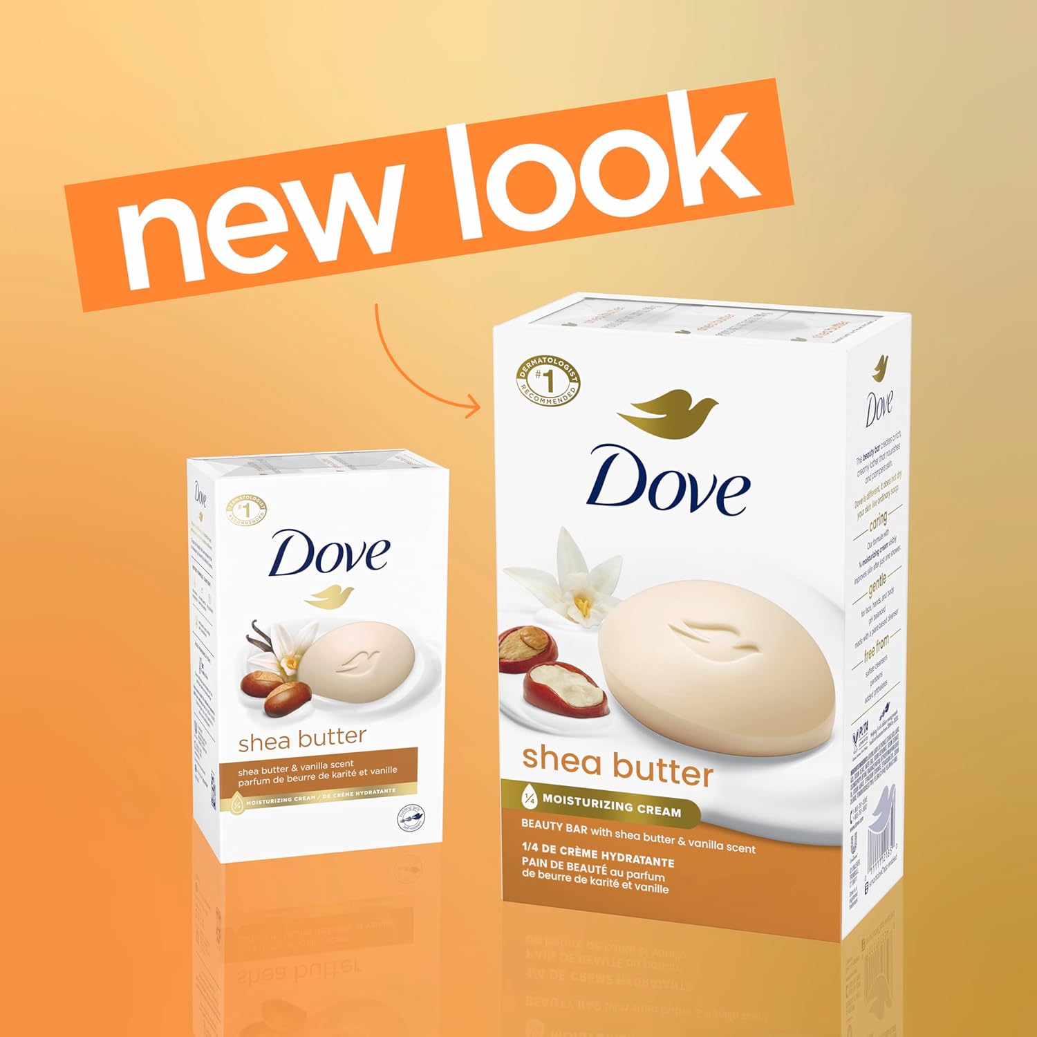 Dove Beauty Bar Soap Shea Butter, 8 Bars for Nourished, Radiant Skin