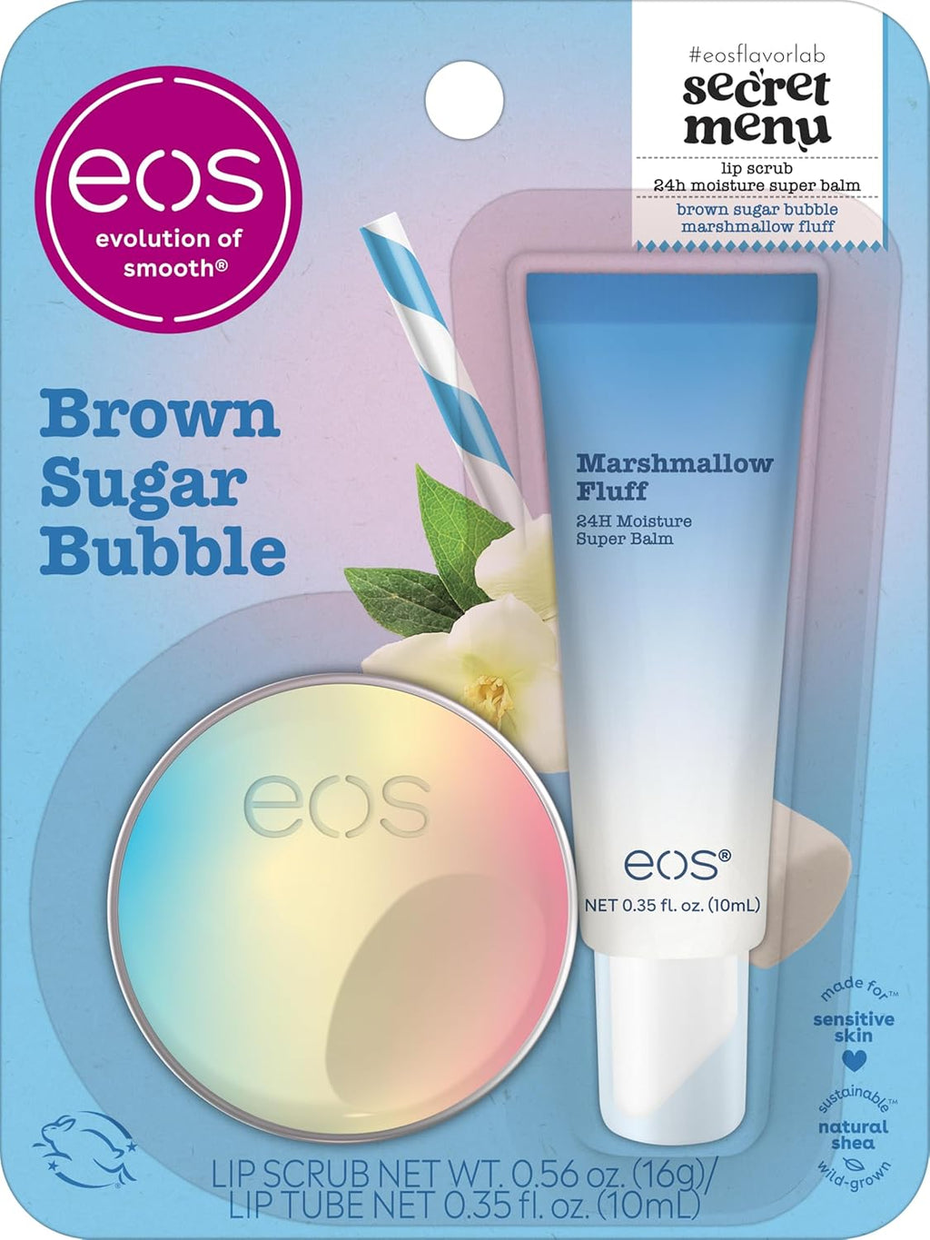 eos Flavor Lab Secret Menu Gift Set - Brown Sugar Boba Lip Scrub Exfoliator &