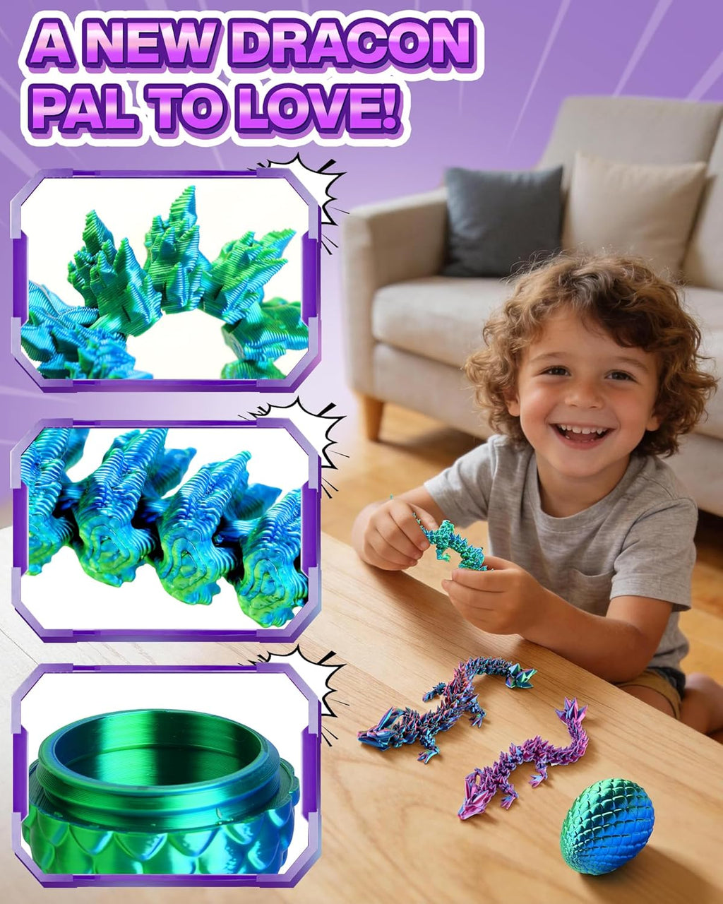 12PACK 3D Printed Dragon Eggs, Easter Basket Stuffers for Children and Teens