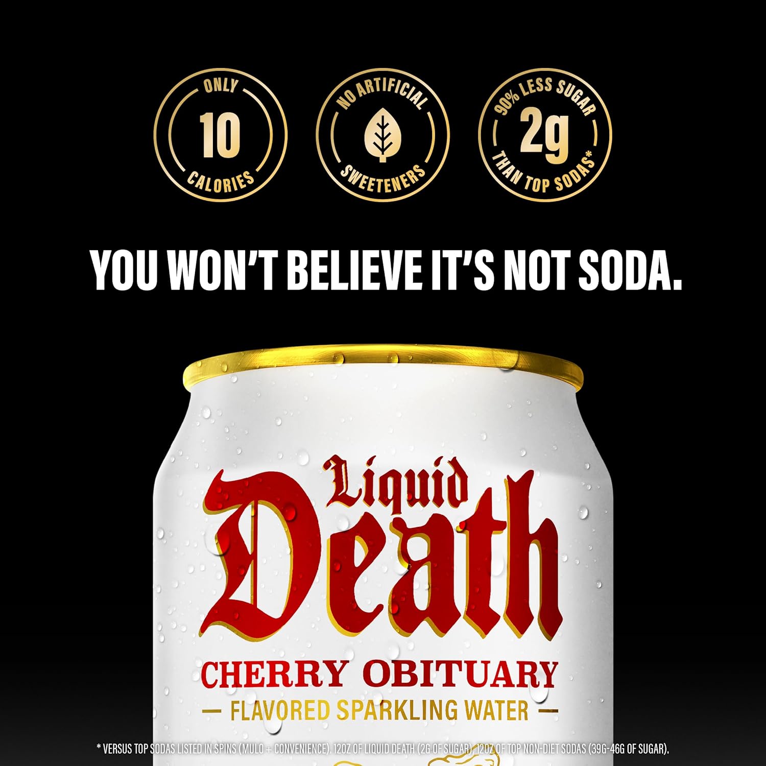 Liquid Death Soda-Flavored Sparkling Water - Cherry Obituary, Less Sugar*