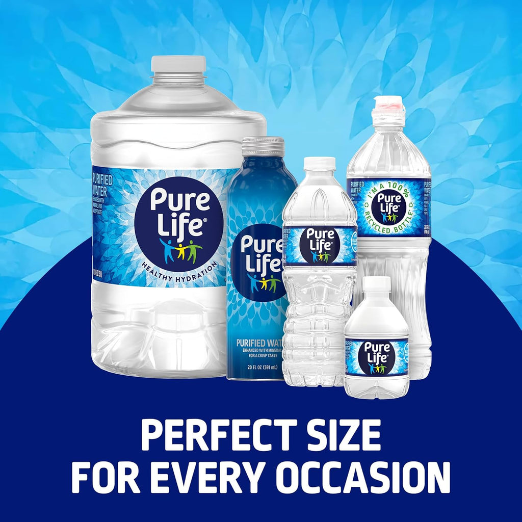 Pure Life Purified Water Bottles, 24 Pack - Still Bottled Water Enhanced with