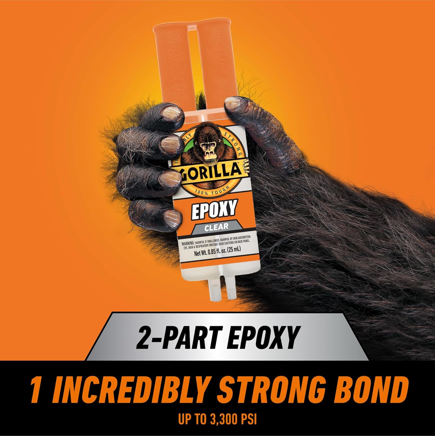 Gorilla 2 Part Epoxy, Clear Epoxy, 0.85 Ounce Syringe (Pack of 1) - 5 Minute
