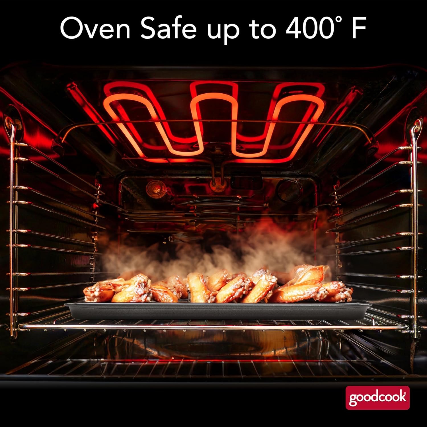 GoodCook 15‰۝ x 10.5‰۝ Nonstick Carbon Steel Baking Pan & Raised Wire Rack