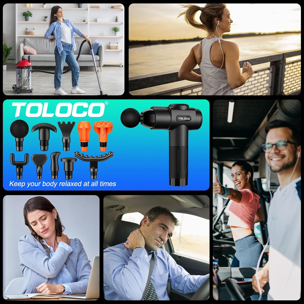 TOLOCO Massage Gun, Deep Tissue Back Massage for Athletes for Pain Relief