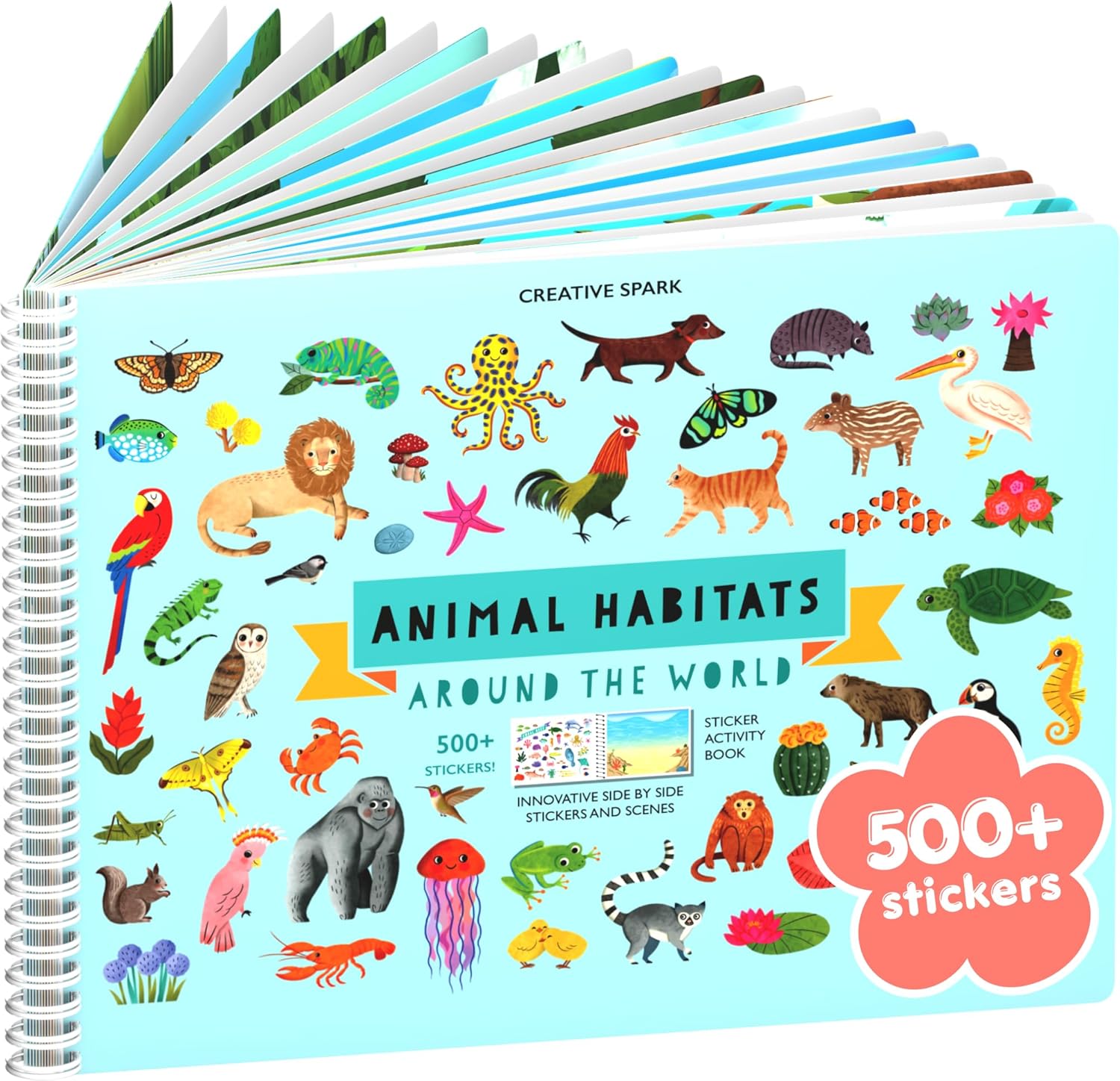 Animals Habitat 500+ Kids Sticker Book by Cupkin Toddler Airplane Travel