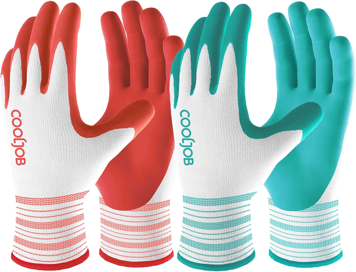 COOLJOB 2 Pairs Gardening Gloves for Women Ladies, Breathable Rubber Coated