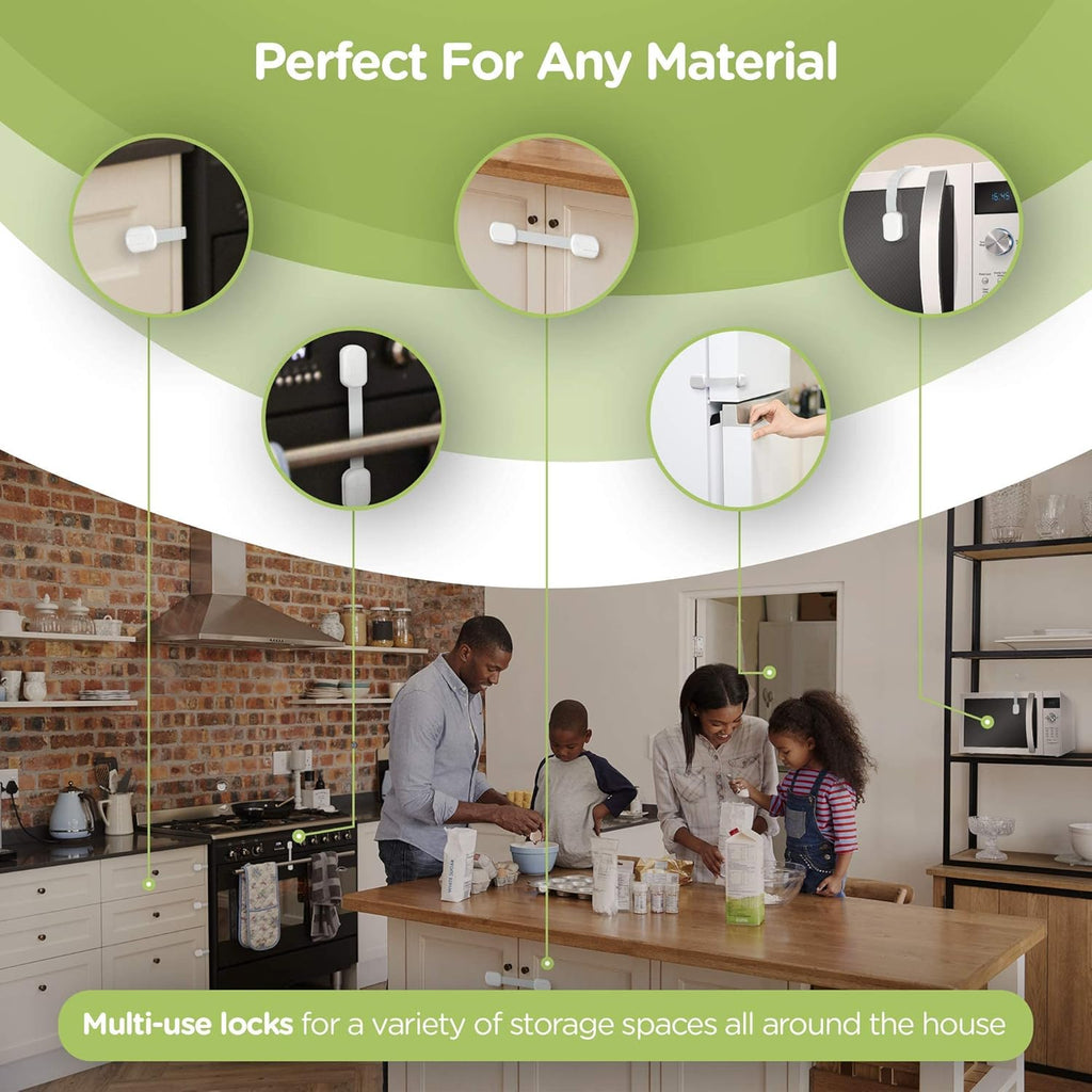 SKYLA HOMES Baby Locks (8-Pack) Child Safety Cabinet Proofing - Safe Quick