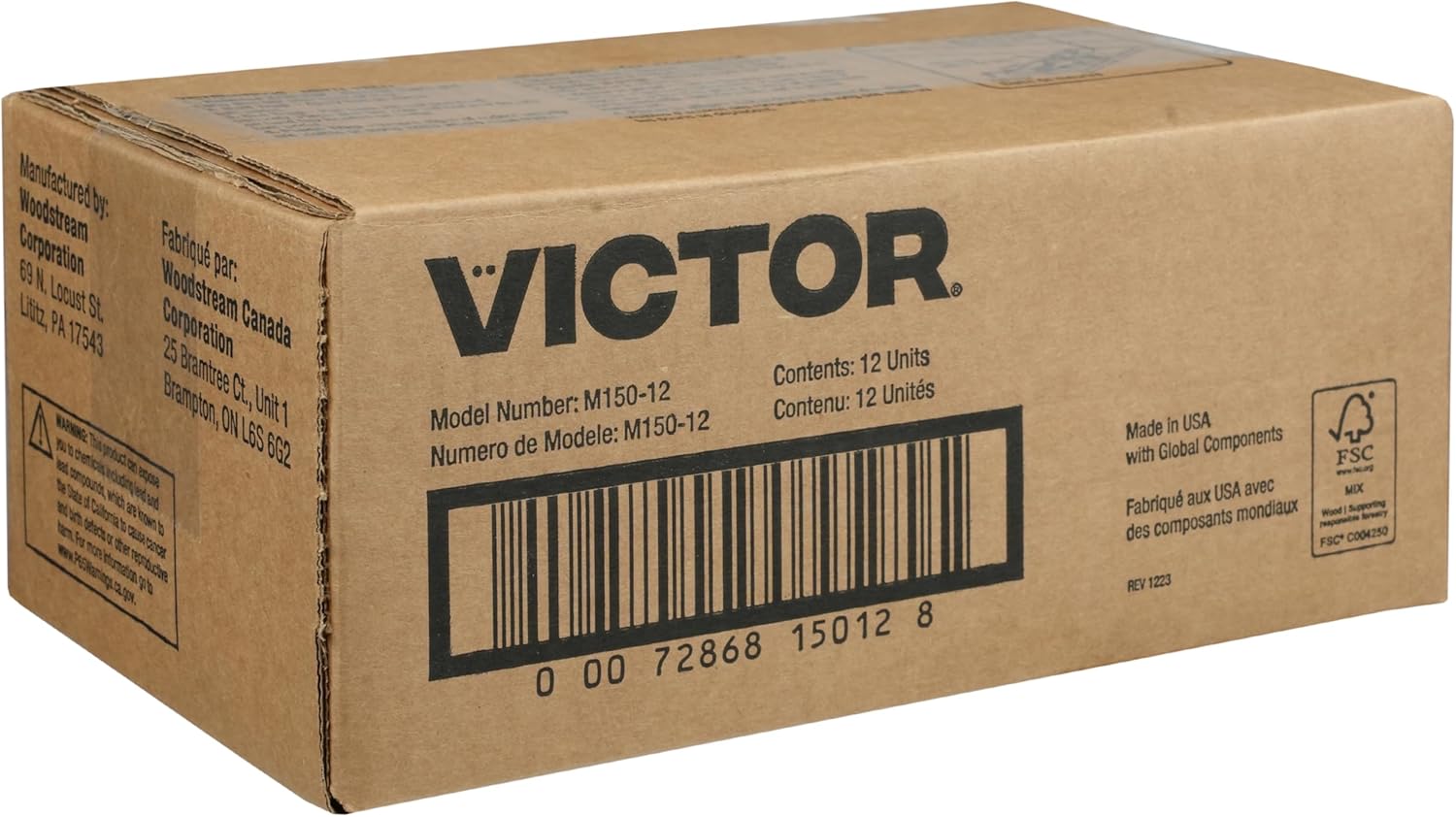 Victor Mouse Traps M150-12, Metal Pedal, Sustainably Sourced FSC Wood, Wooden