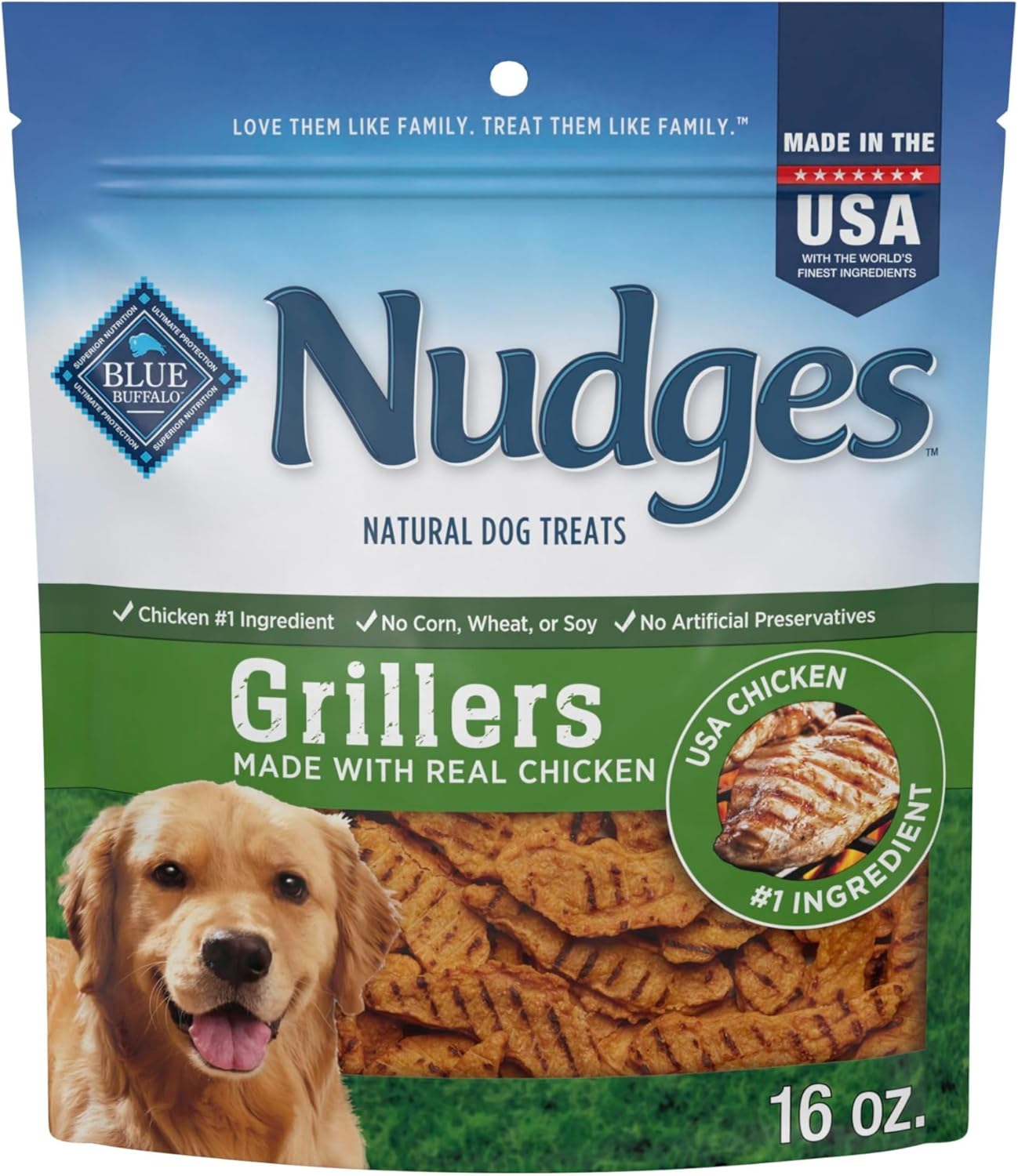 Blue Buffalo Nudges Grillers Natural Dog Treats, Made in the USA with Real