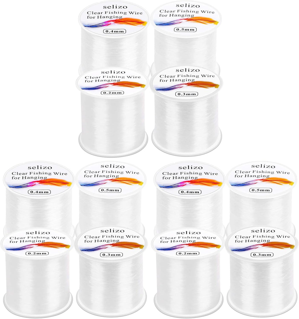 Fishing Wire for Hanging, Selizo 4Pcs Clear Fish Line Fishing String Invisible