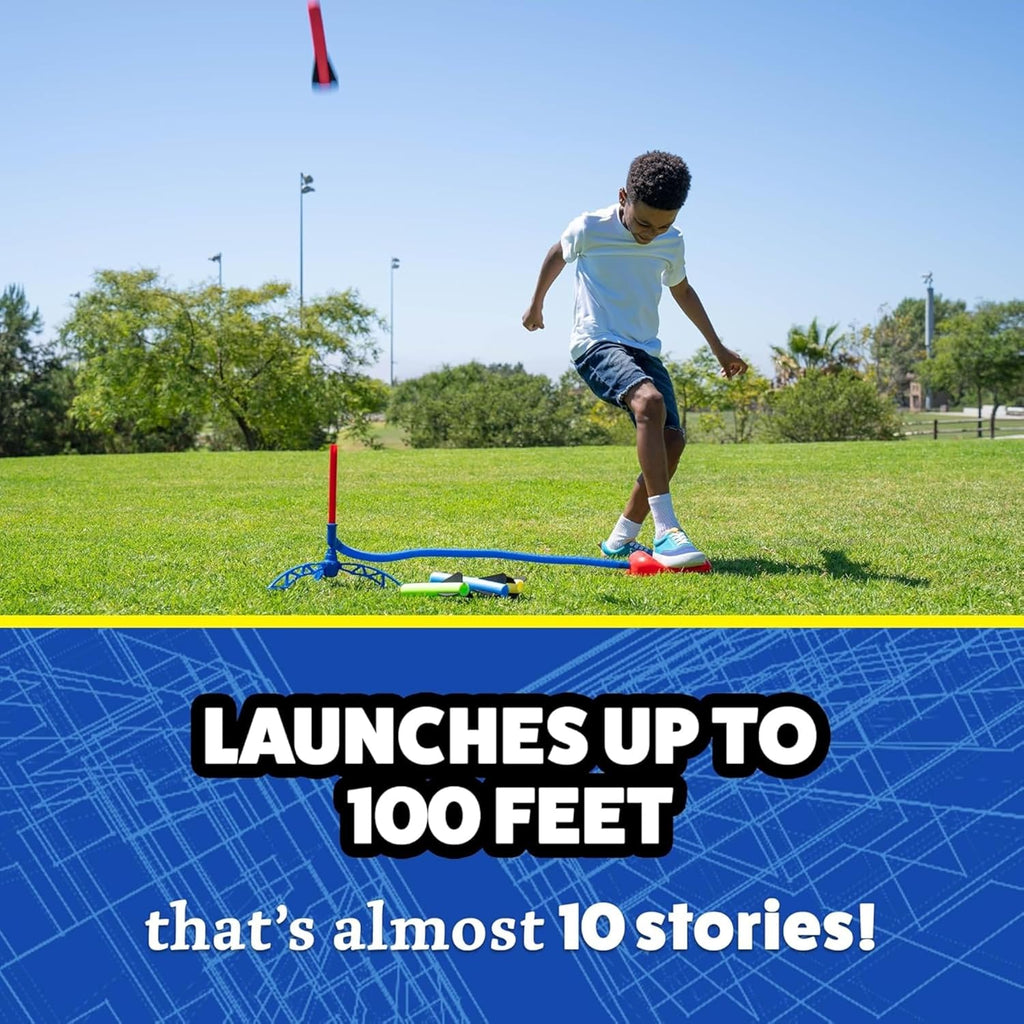 Stomp Rocket Jr Multi-Color Rocket Launcher for Kids, 8 Rockets - Fun Outdoor