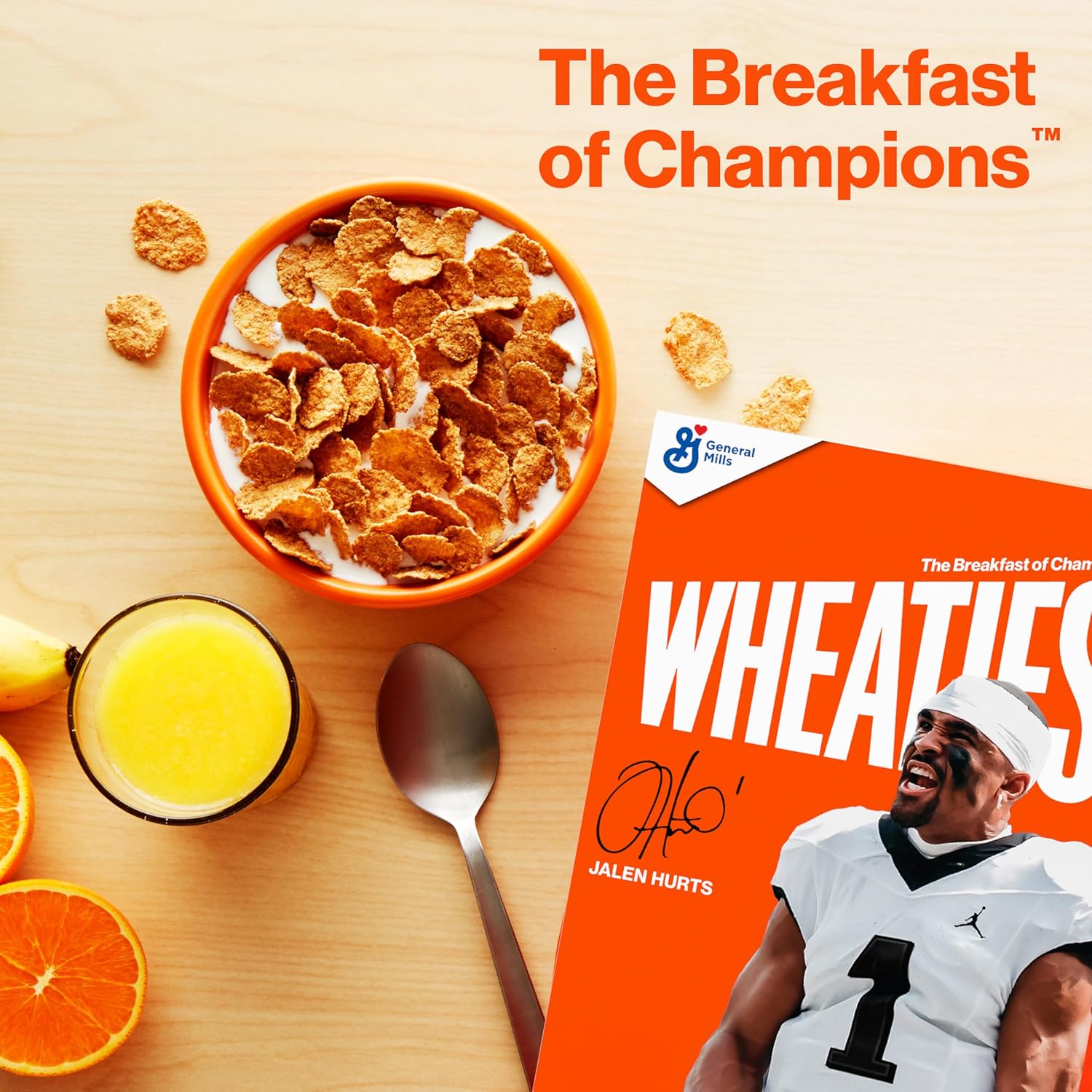 Wheaties Cereal, Breakfast of Champions, Jalen Hurts Cereal Box, 100% Whole