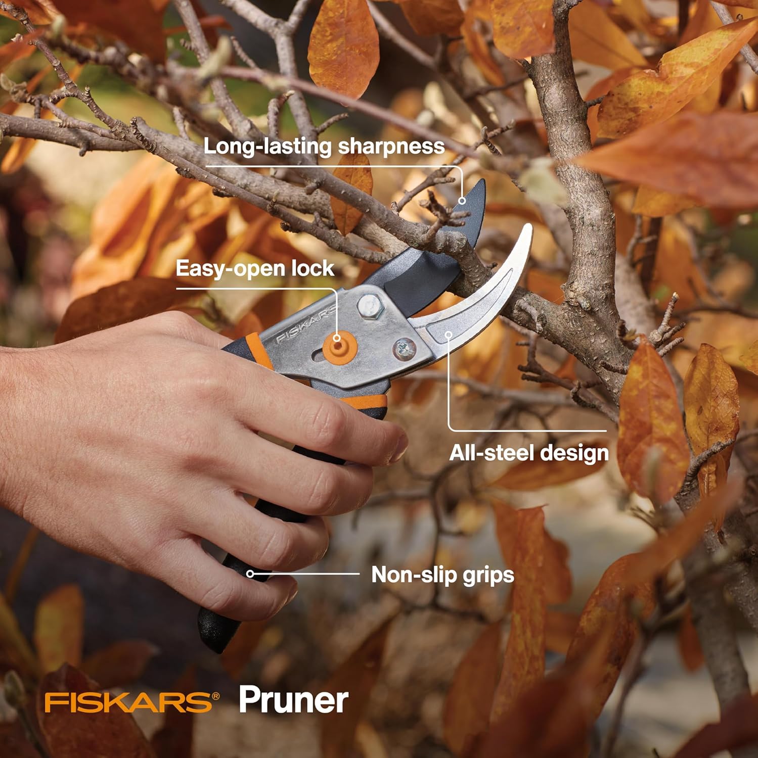 Fiskars Bypass Pruning Shears, 5/8-Inch Cut Capacity Garden Clippers