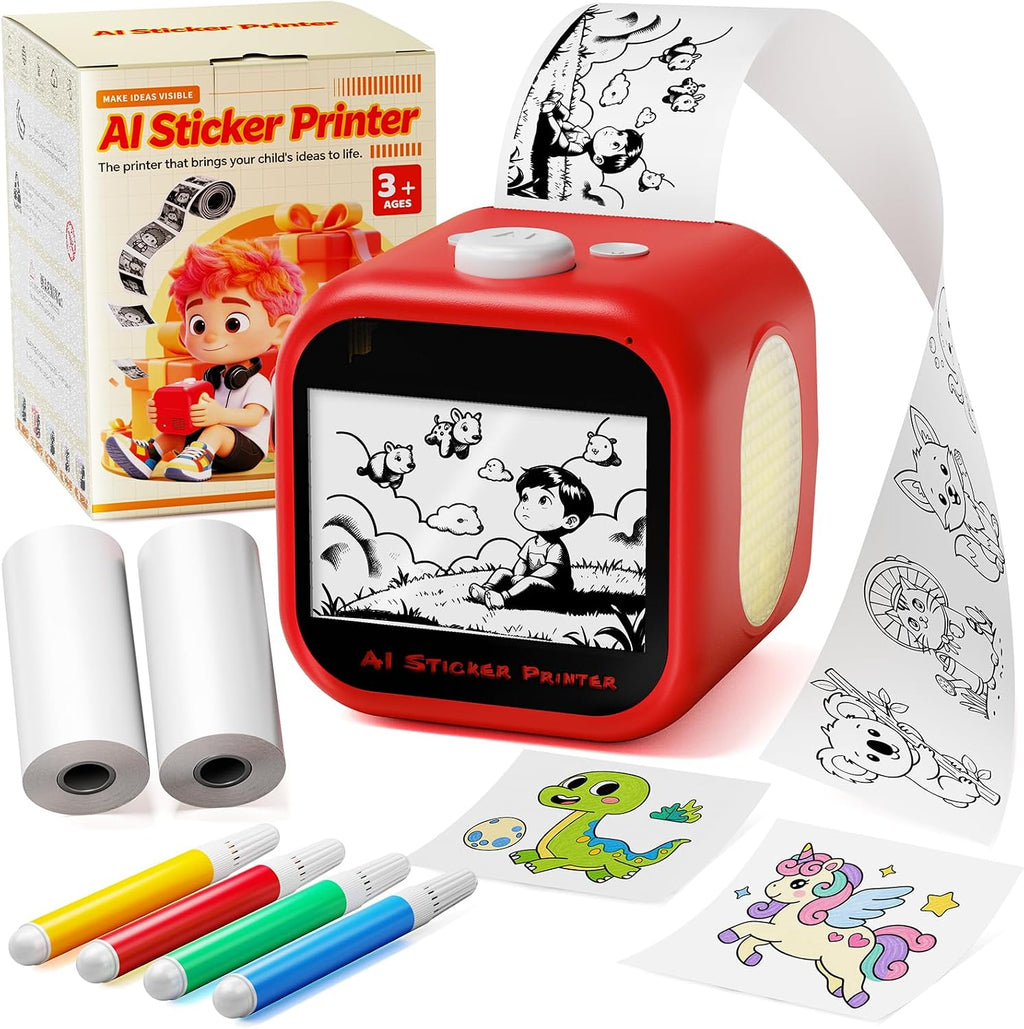 AI Sticker Maker for Kids, Voice‑to‑Sticker Printer Box with Touchscreen