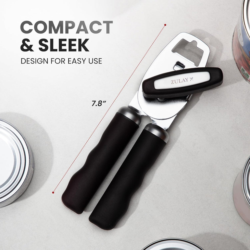 Zulay Kitchen Heavy Duty Stainless Steel Can Opener Manual with Bottle Opener