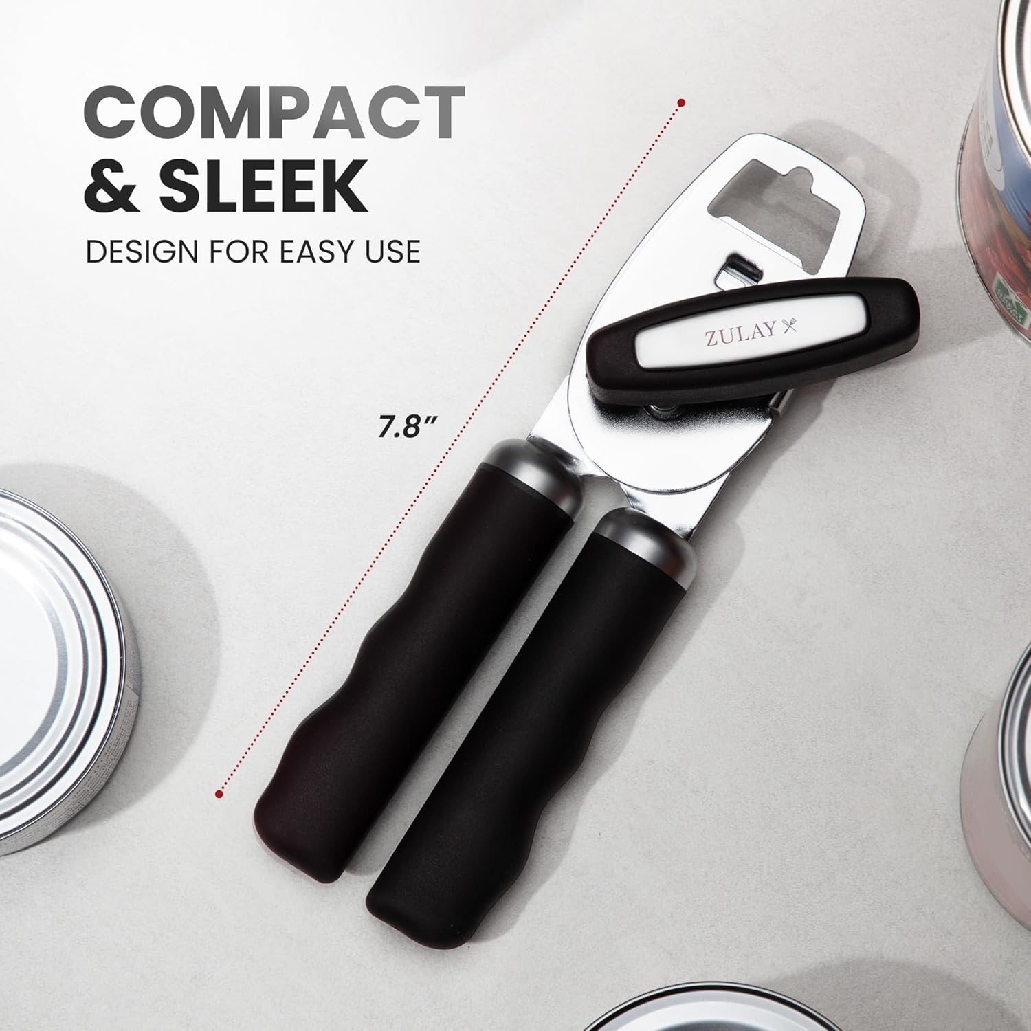 Zulay Kitchen Heavy Duty Stainless Steel Can Opener Manual with Bottle Opener