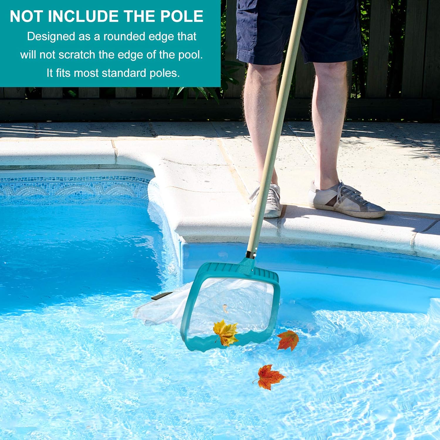 POOLWHALE Professional Pool Skimmer Net, Heavy Duty Swimming Leaf Rake