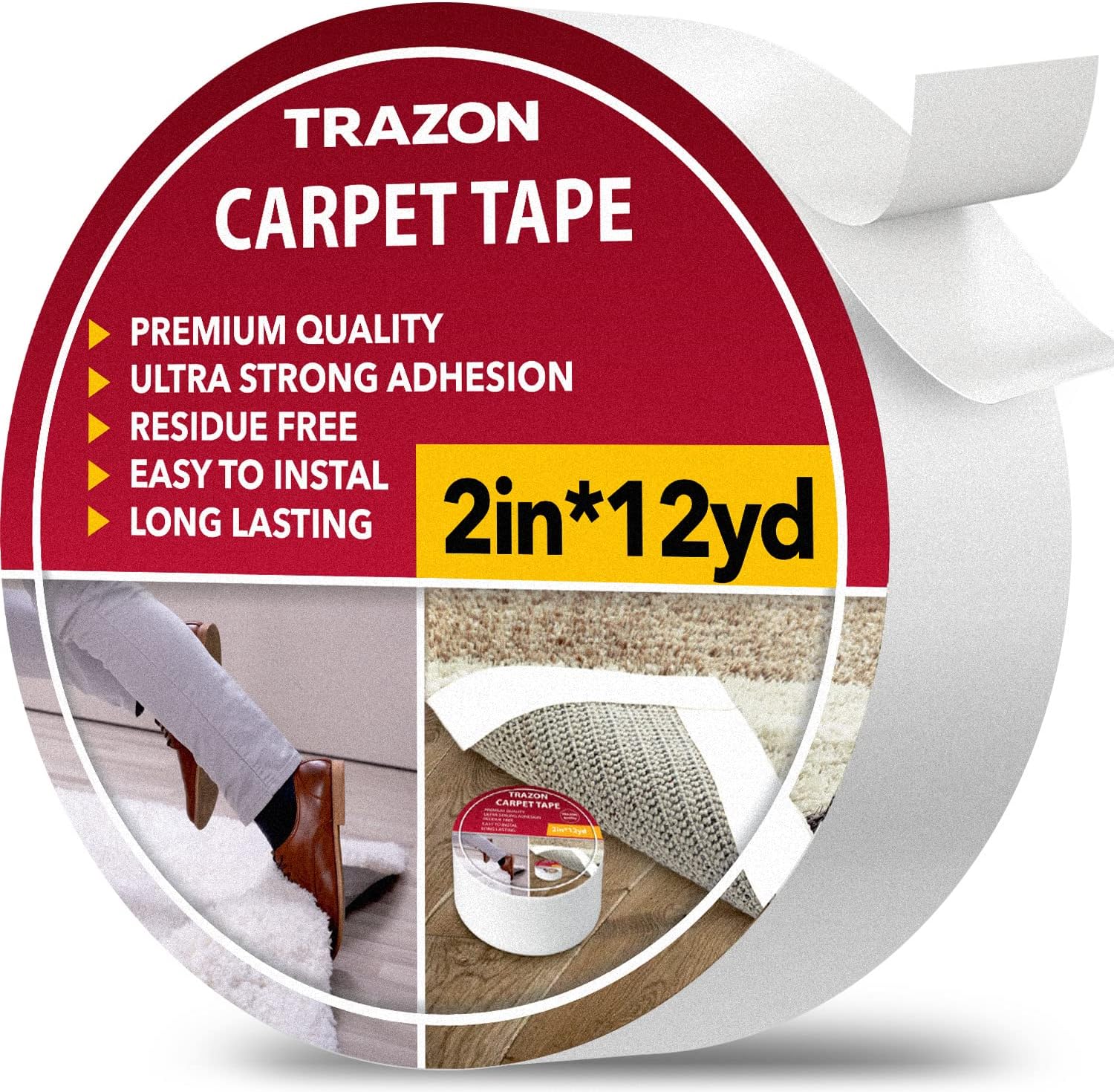 Carpet Tape Double Sided - Rug Tape Grippers for Hardwood Floors and Area