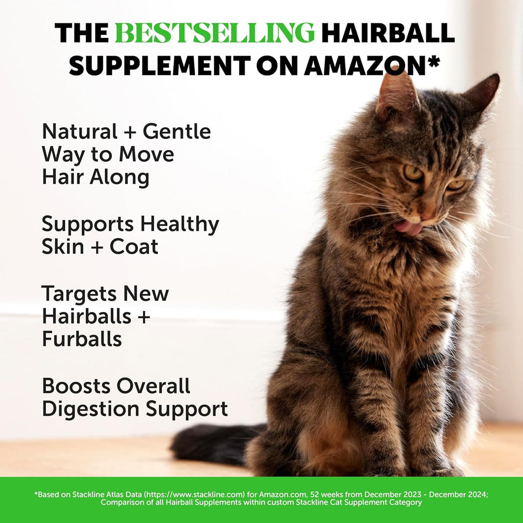 Cat Hairball Support Crunchy & Creamy Chews, Hairball Remedy Treats, Cat